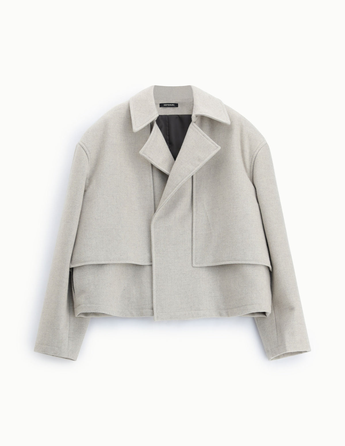 Manteau court à rabats superposés à plat – Écru chiné – Imperial Homme