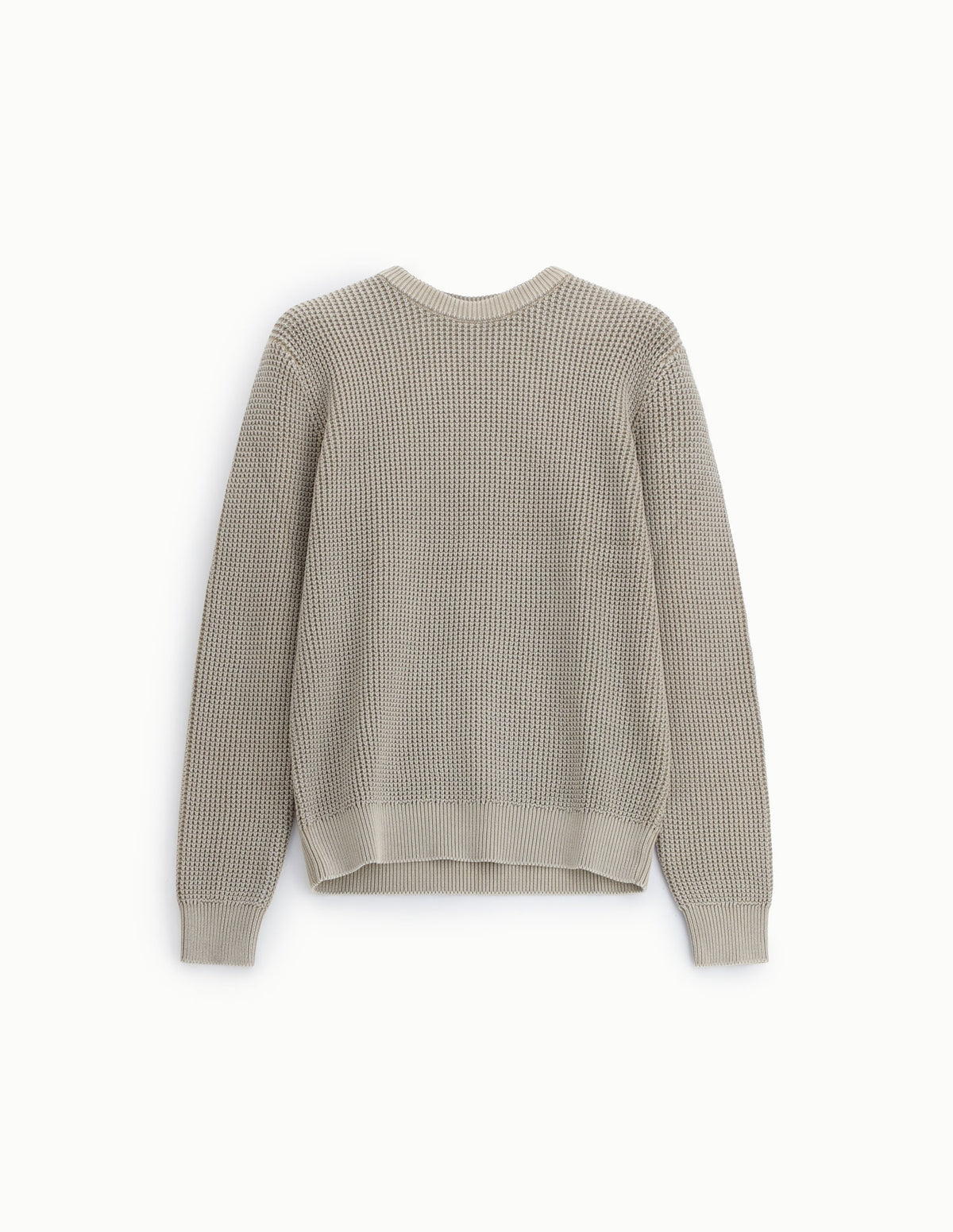 Pull col rond en maille gaufrée de coton à plat – Beige – Imperial Homme