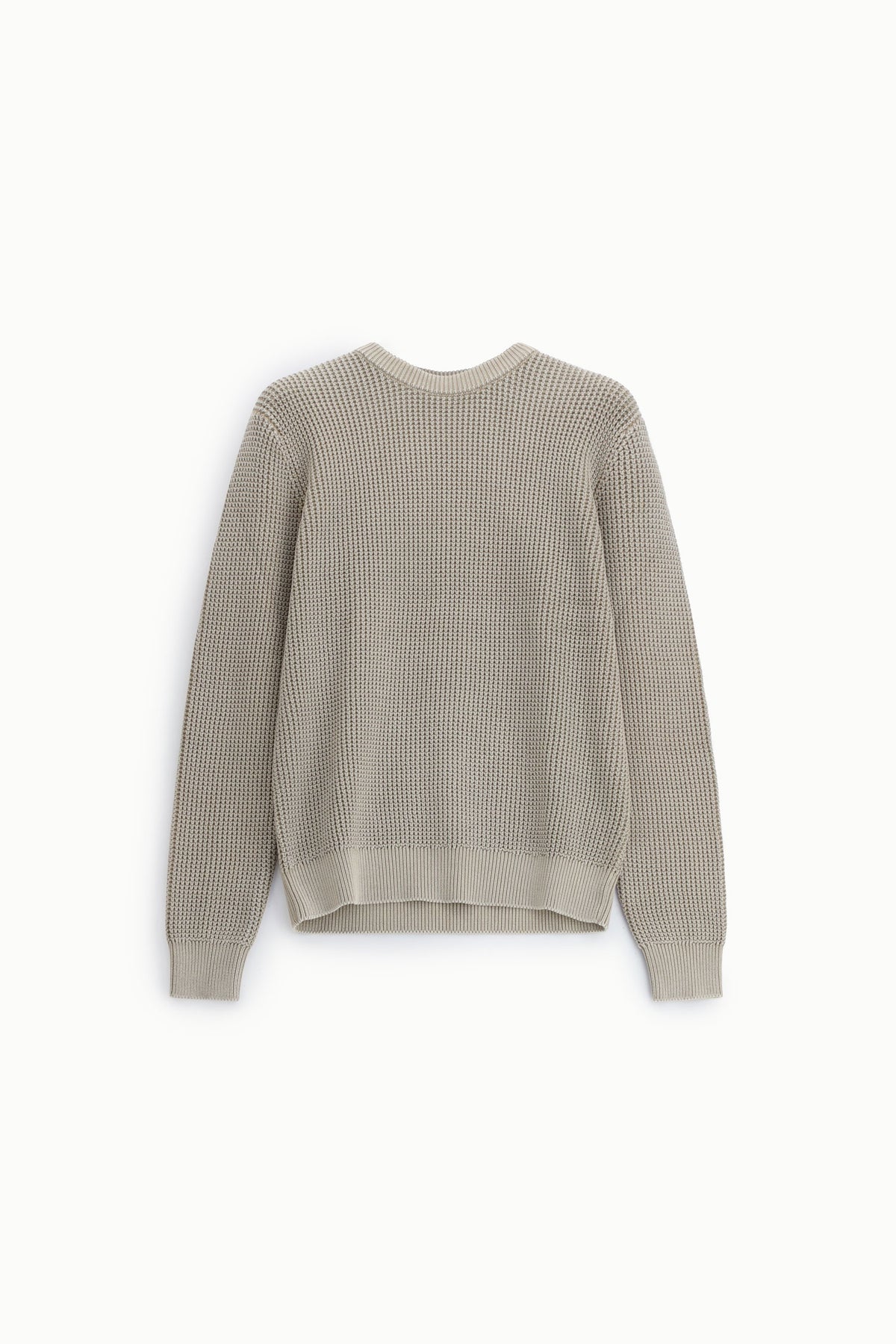 Pull col rond en maille gaufrée de coton à plat – Beige – Imperial Homme