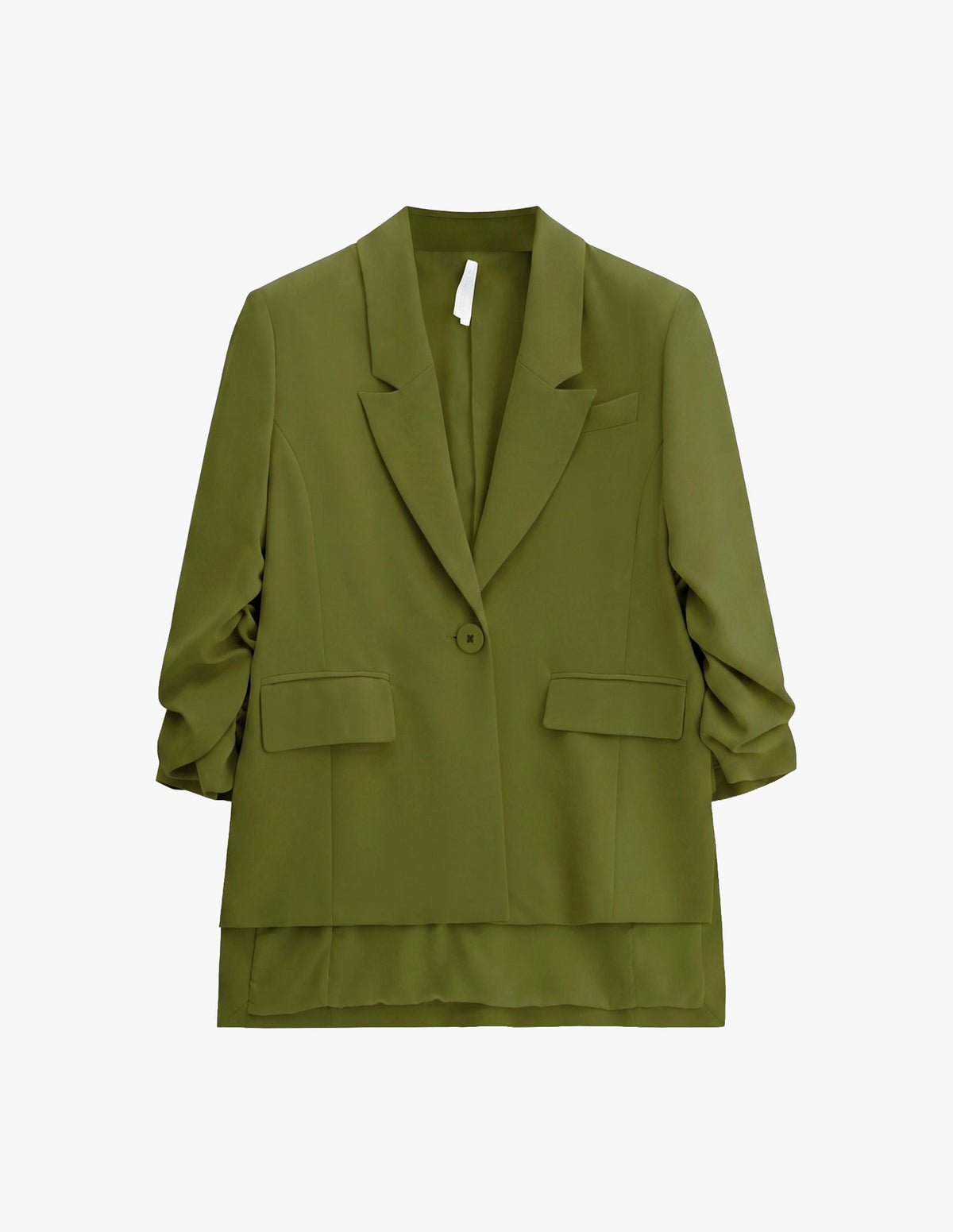 Blazer fluide manches froncées en crêpe diagonale à plat – Kaki foncé – Imperial Femme