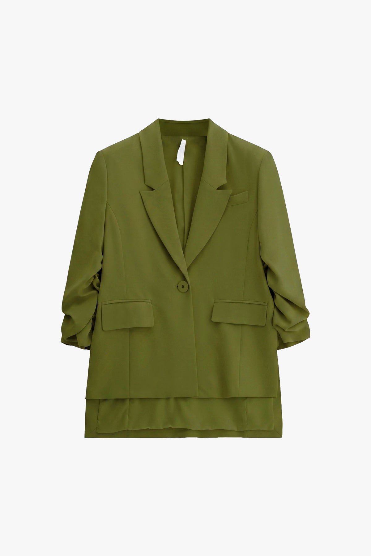 Blazer fluide manches froncées en crêpe diagonale à plat – Kaki foncé – Imperial Femme