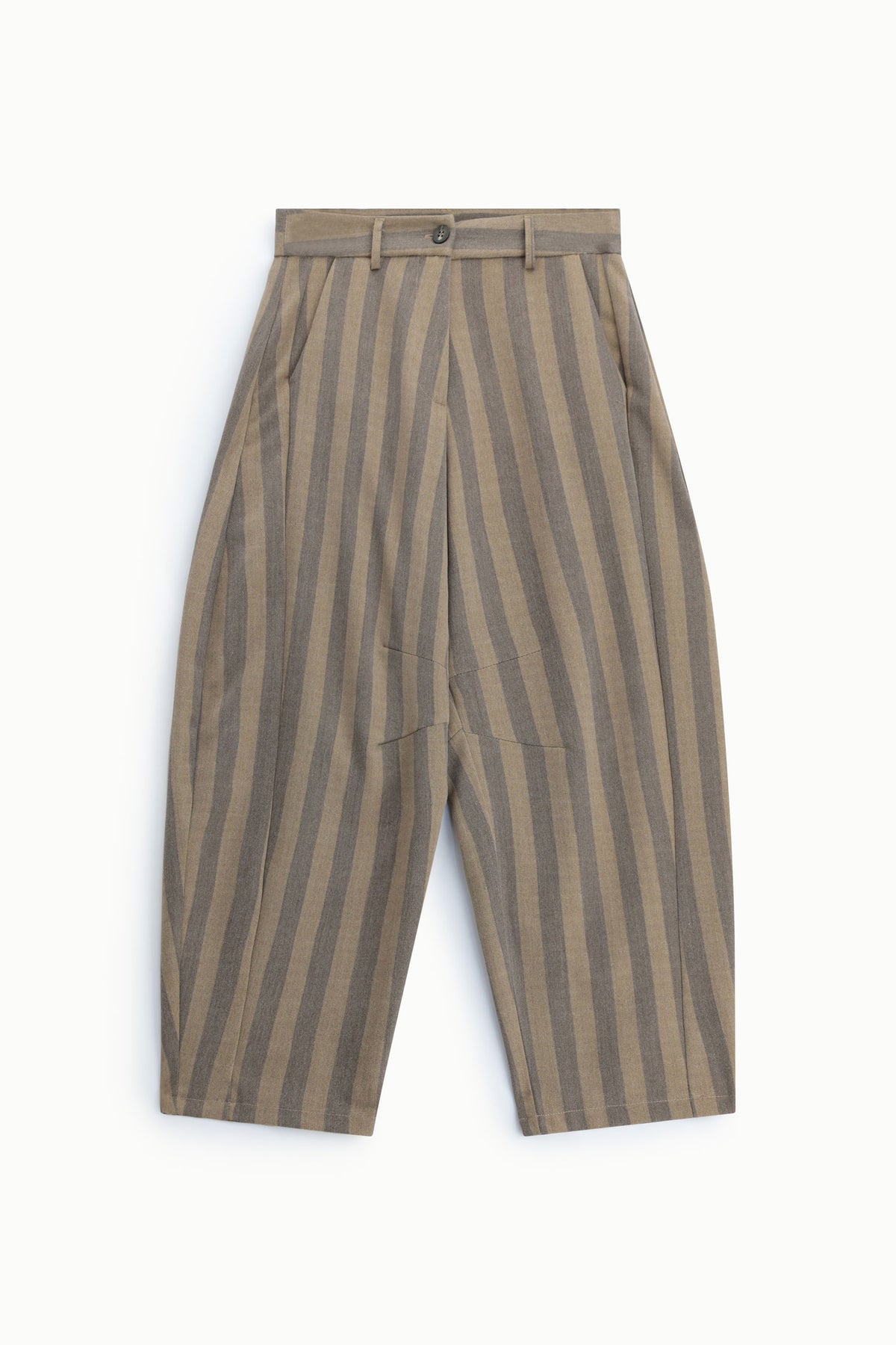 Pantalon barrel à larges rayures à plat – Camel – Imperial Femme