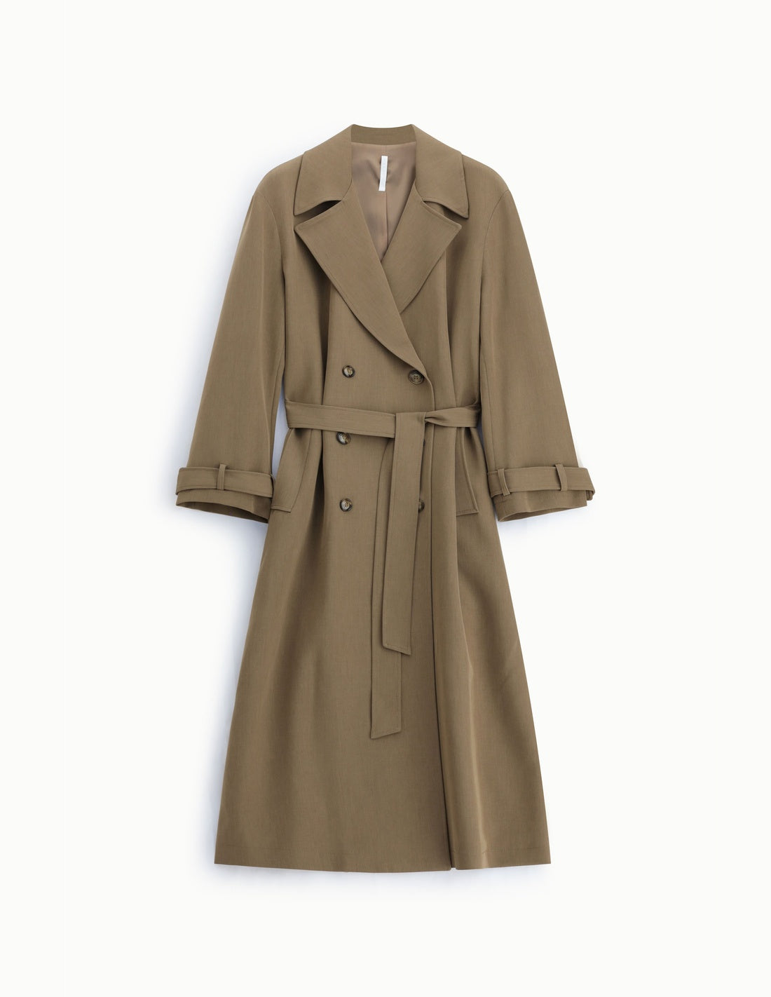 Manteau trench croisé ceinturé, à plat