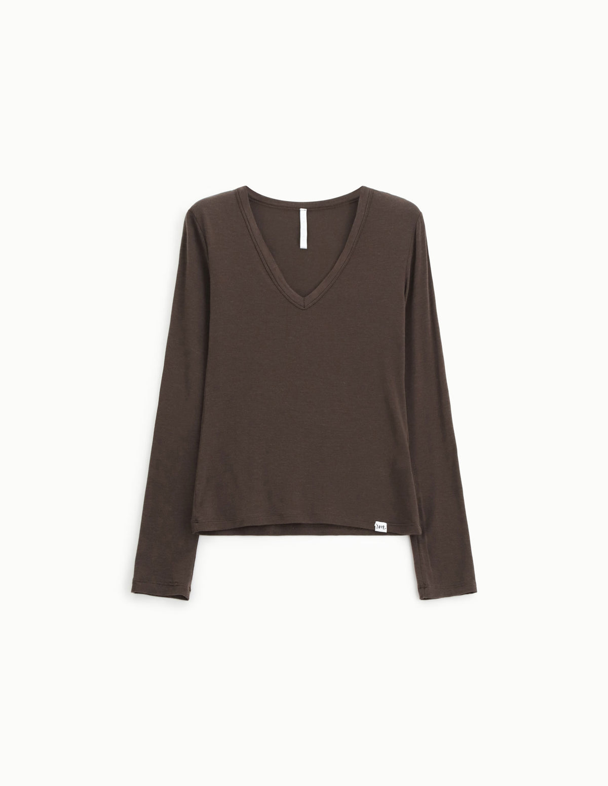 T-shirt seconde peau col V à plat – Café – Imperial Femme