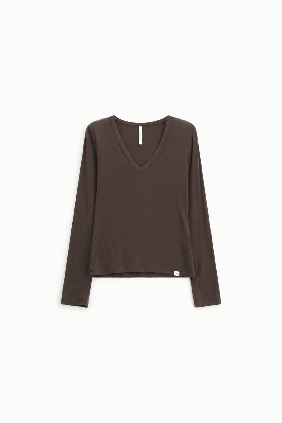 T-shirt seconde peau col V à plat – Café – Imperial Femme