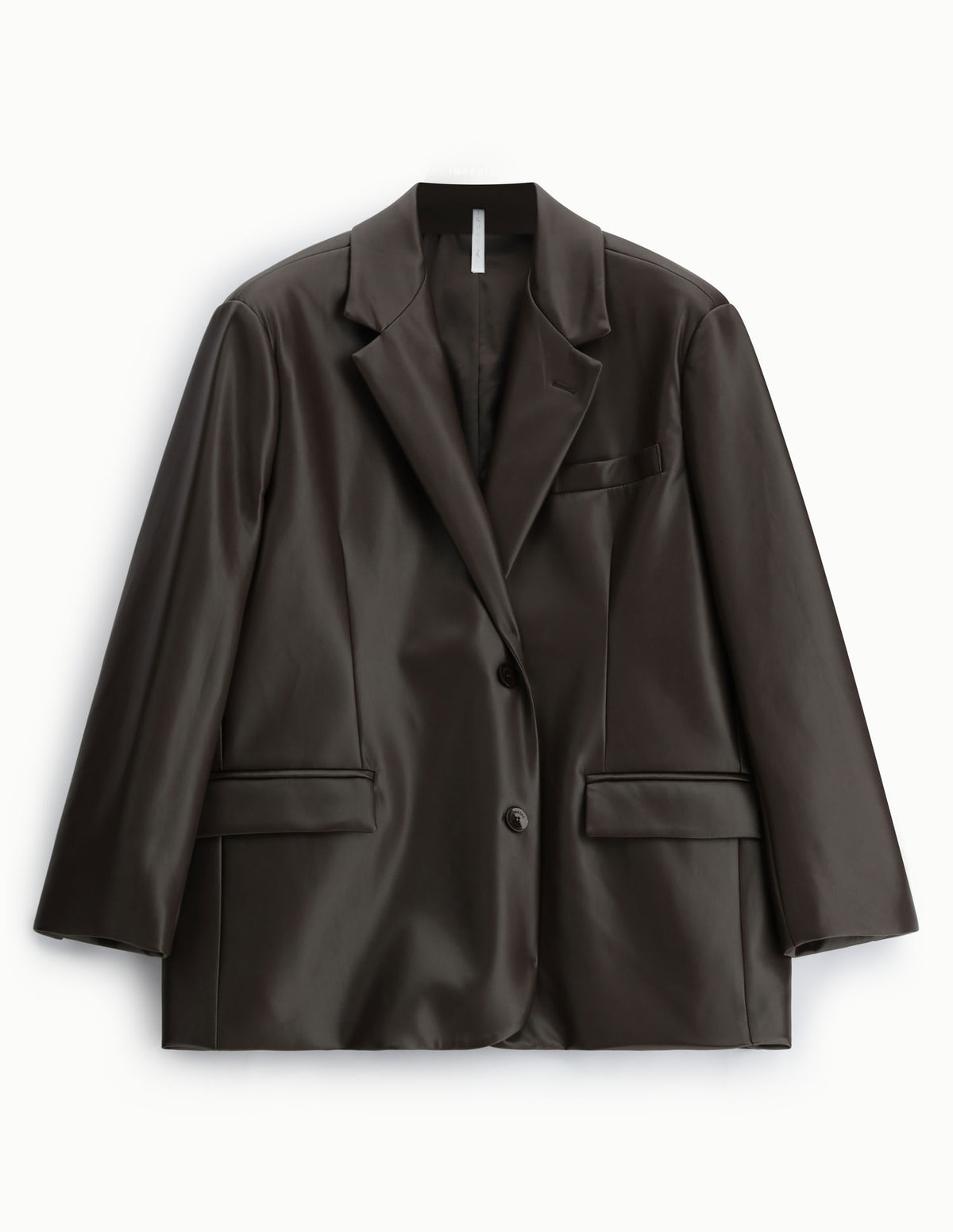 Blazer oversize en cuir synthétique à plat – Marron – Imperial Femme