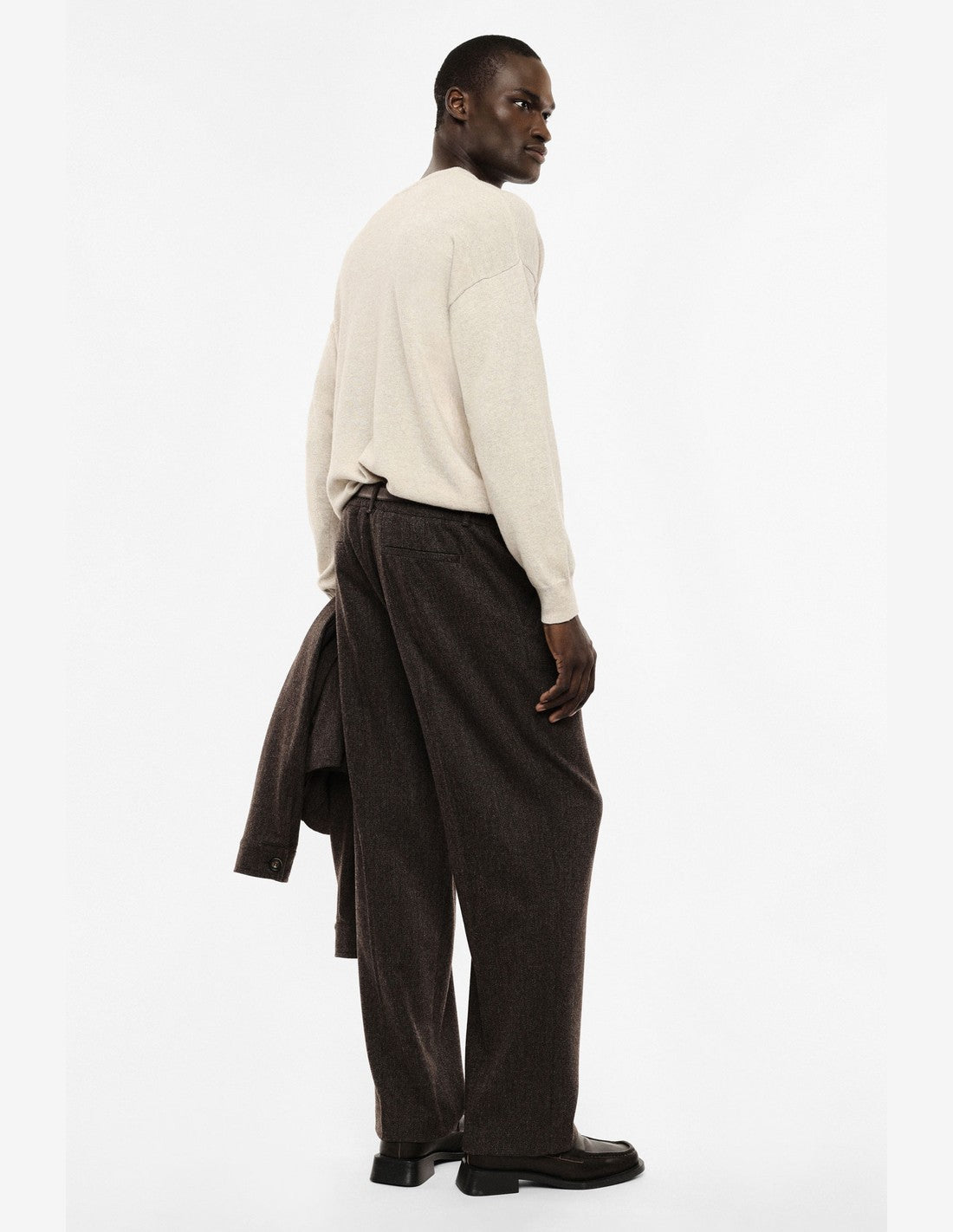 Pantalon regular à poches latérales en laine mélangée Imperial Homme, porté de dos