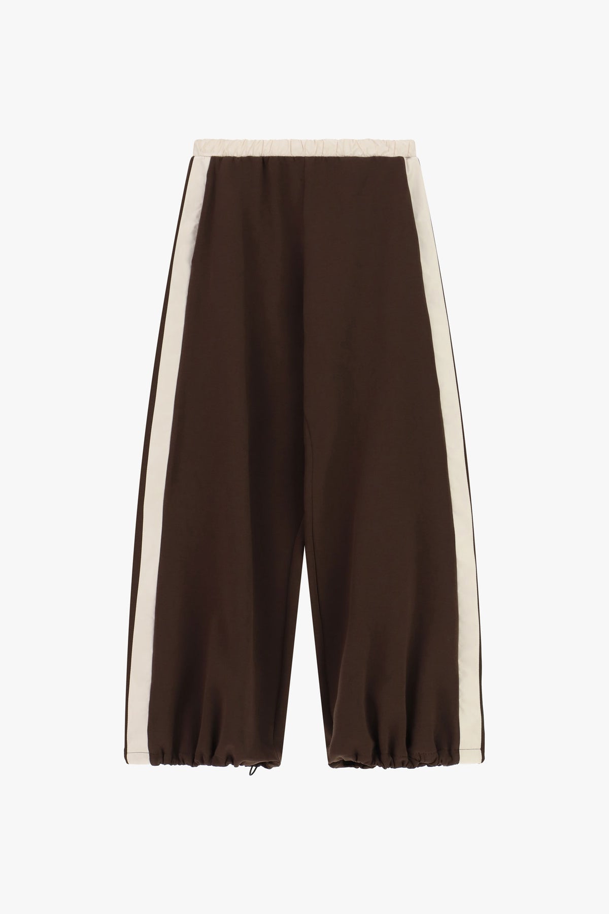 Pantalon large à bandes latérales à plat – Marron – Imperial Femme