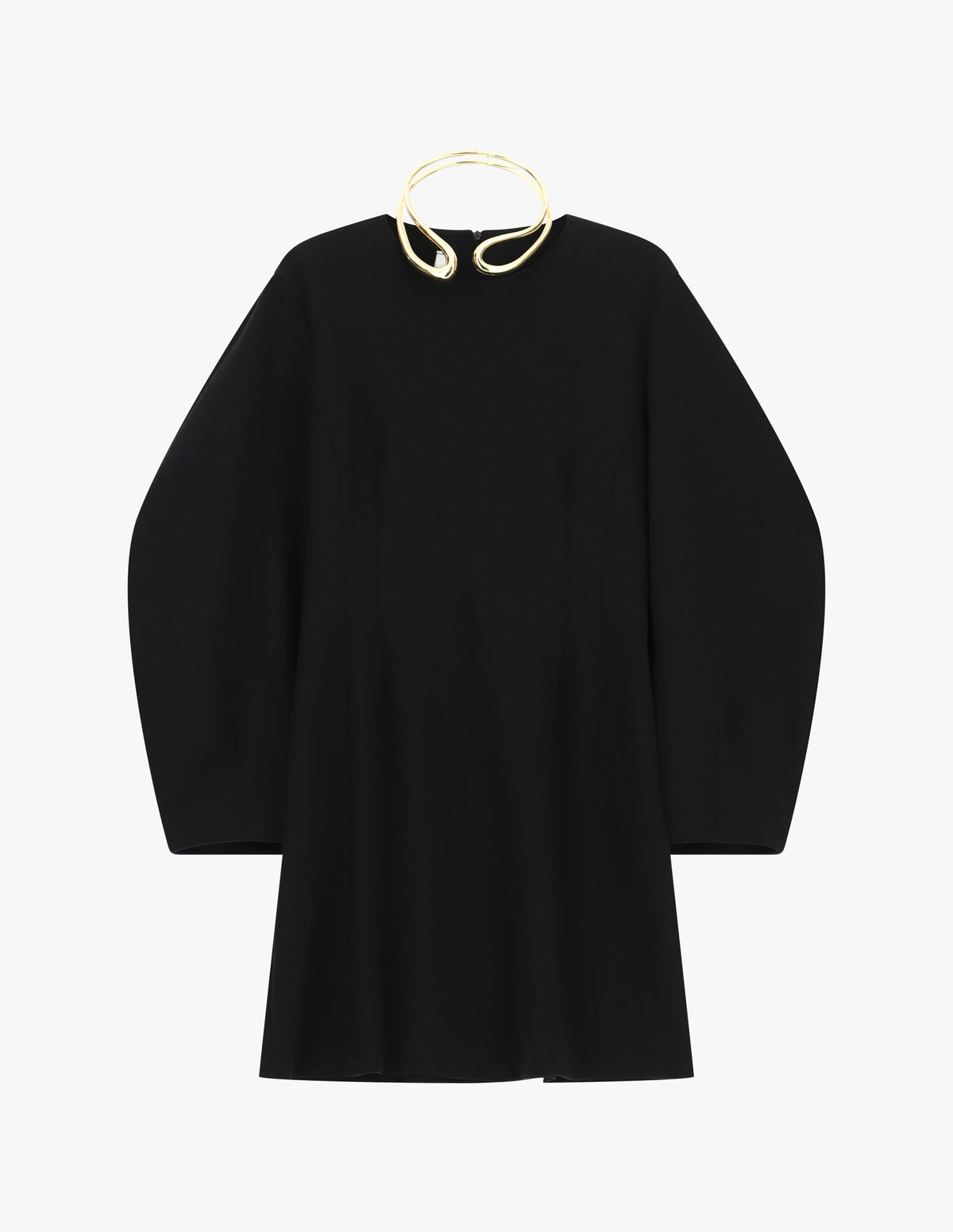 Robe courte manches ballon en tricotine stretch à plat – Noir – Imperial Femme