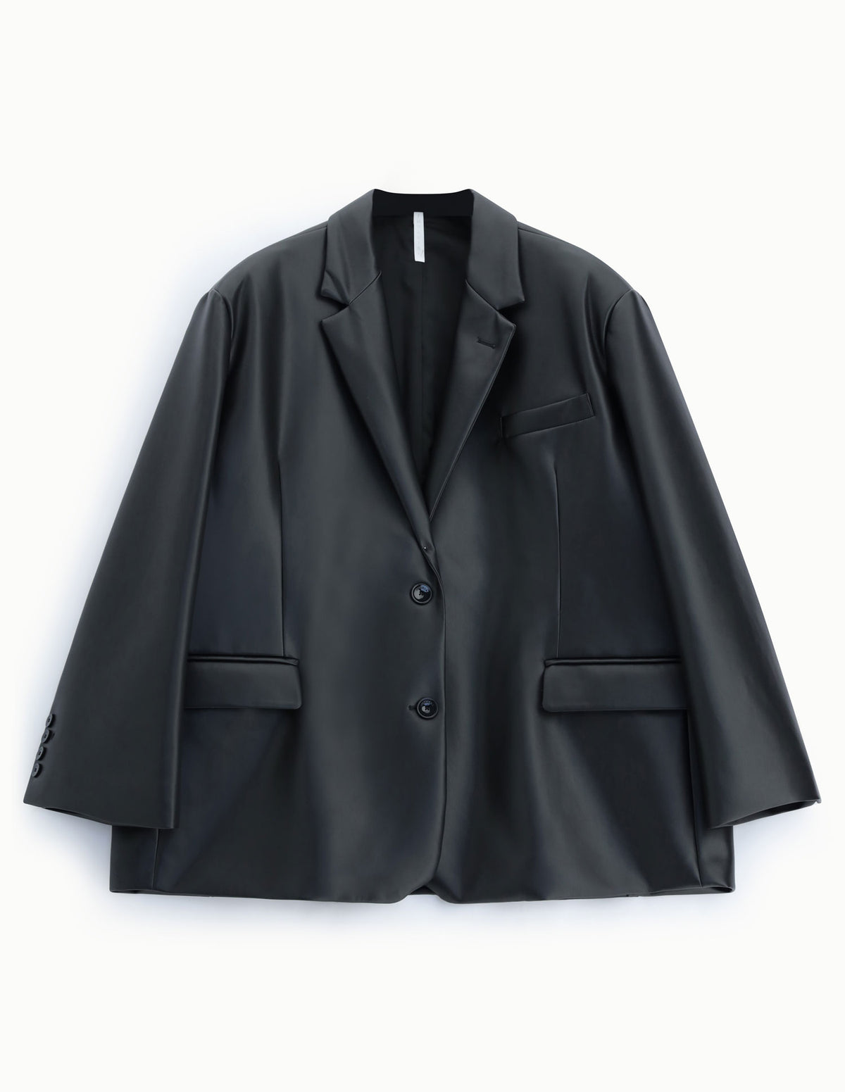 Blazer oversize en cuir synthétique à plat – Noir – Imperial Femme