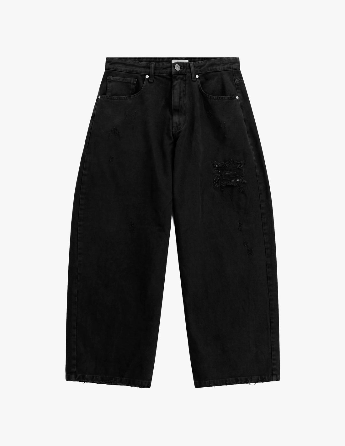 Pantalon baggy effet usé en coton, à plat