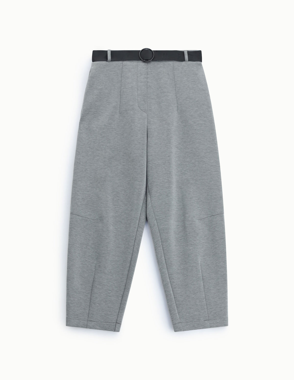 Pantalon balloon ceinturé en point de Milan à plat – Gris foncé – Imperial Femme