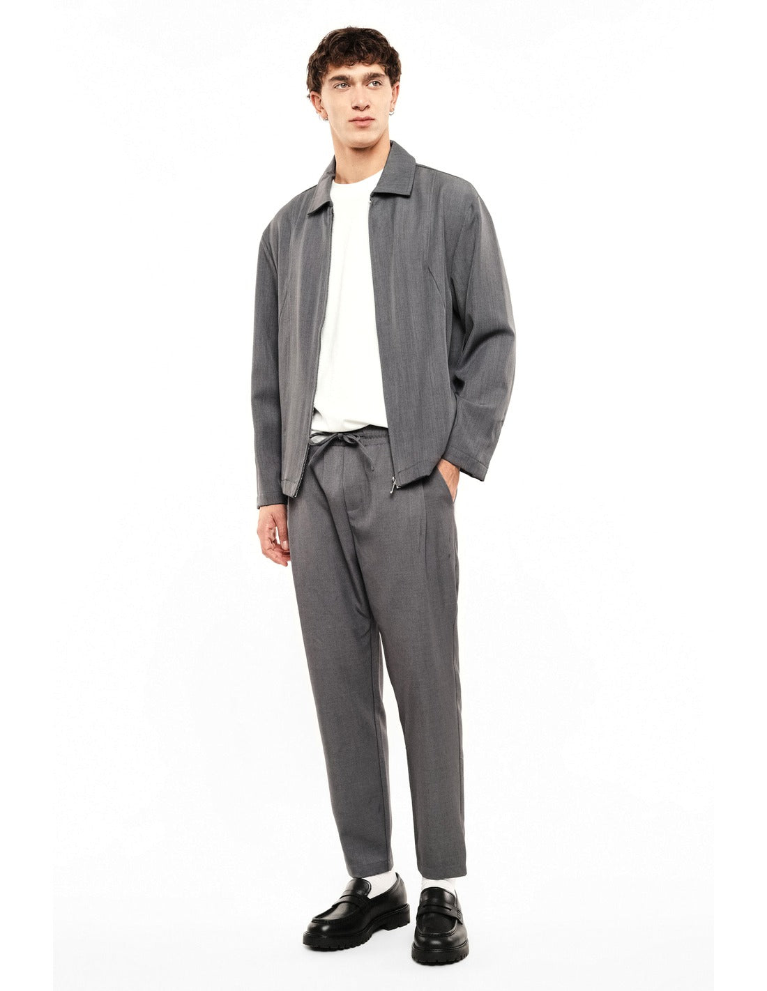 Pantalon stretch porté, face – gris anthracite – Imperial Homme