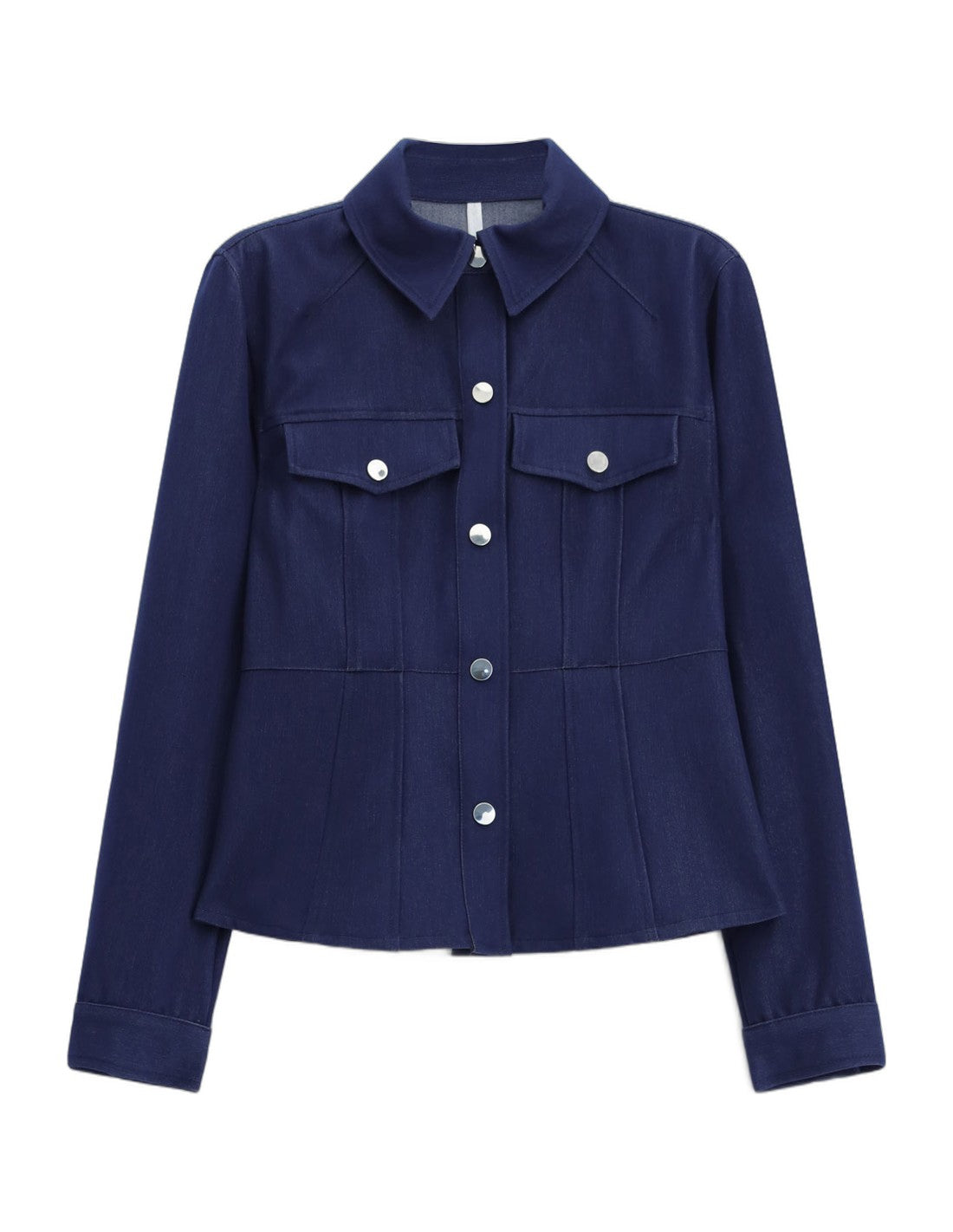 Veste chemise en toile denim boutons métal – bleu denim – Imperial Femme