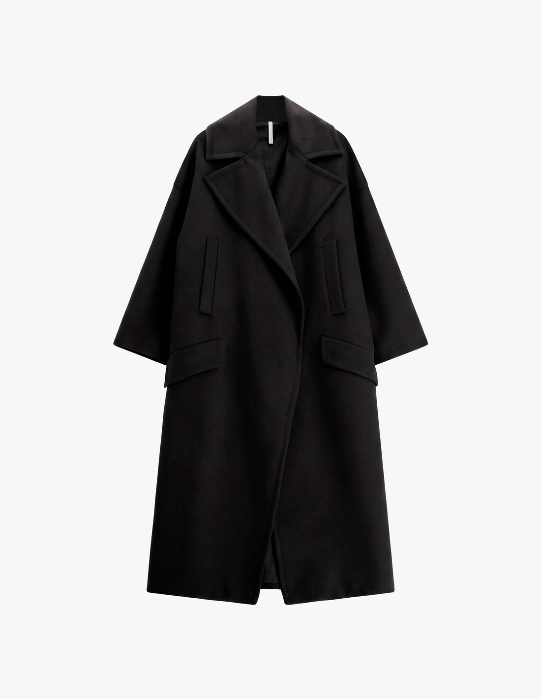 Manteau long oversize à larges revers à plat – Noir – Imperial Femme
