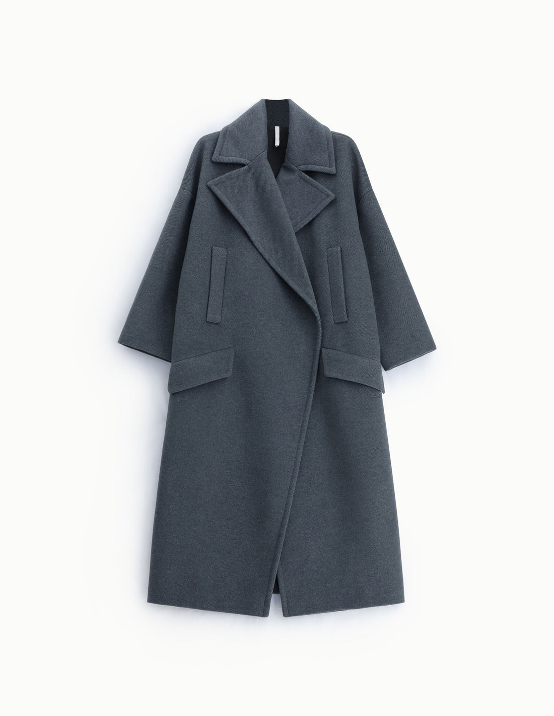 Manteau long oversize à larges revers à plat – Gris foncé – Imperial Femme