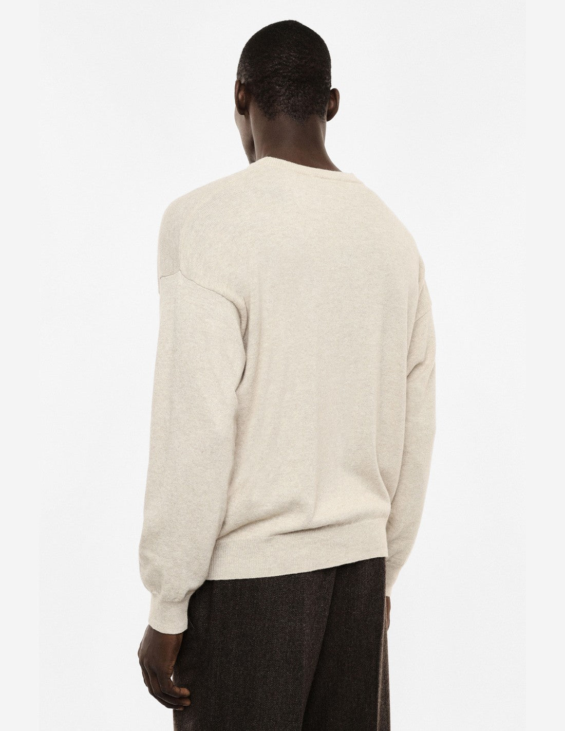 Pull col rond en maille laine mélangée – beige – Imperial Homme