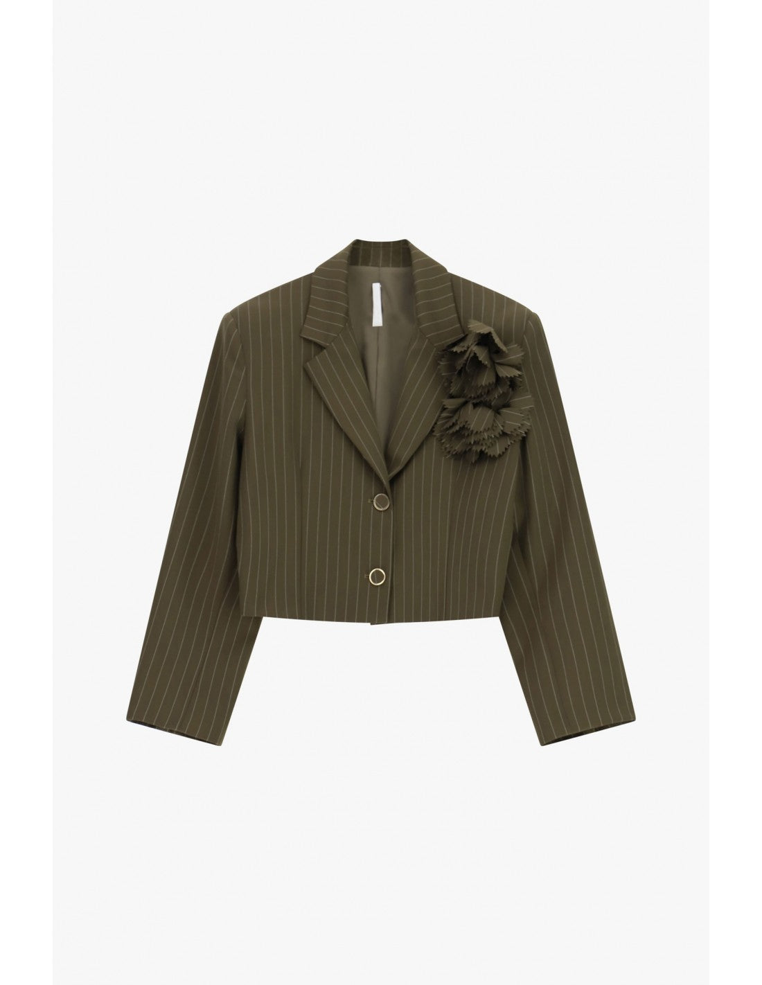 Blazer court rayé broches florales – Imperial Femme