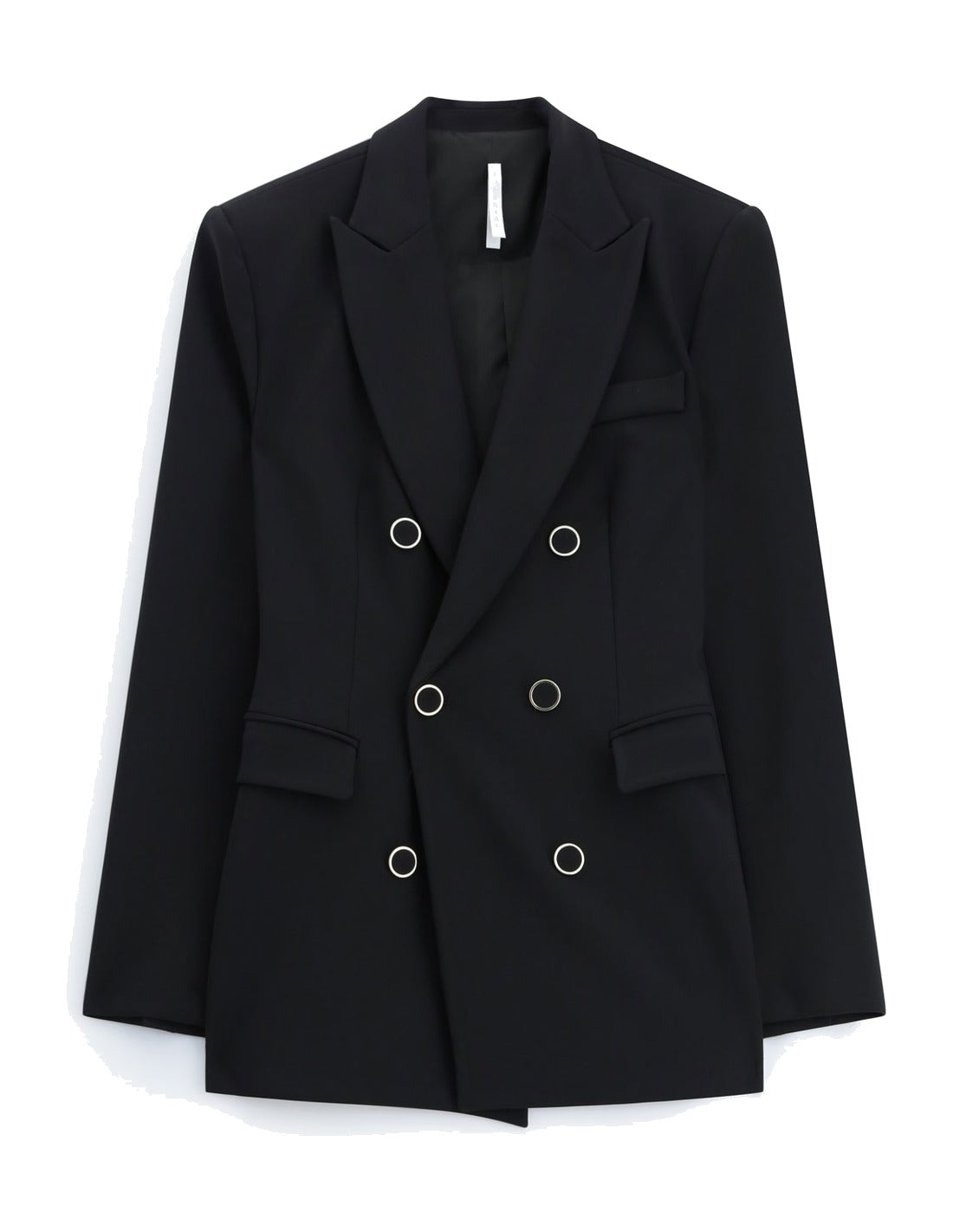 Blazer croisé cintré en crêpe infroissable à plat – noir – Imperial Femme