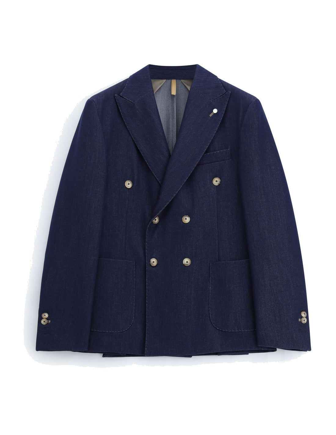 Blazer croisé effet denim à poches plaquées à plat – bleu denim – Imperial Homme