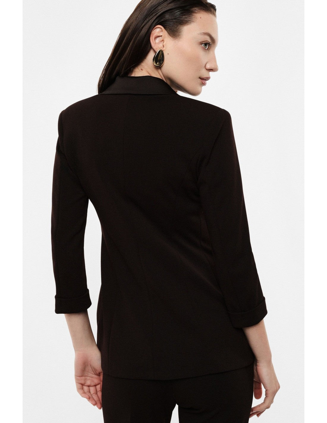 Blazer de smoking manches 3/4 col satin – Imperial Femme