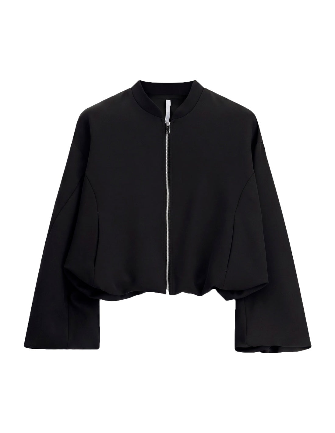 Blouson court col montant en crêpe à plat – noir – Imperial Femme