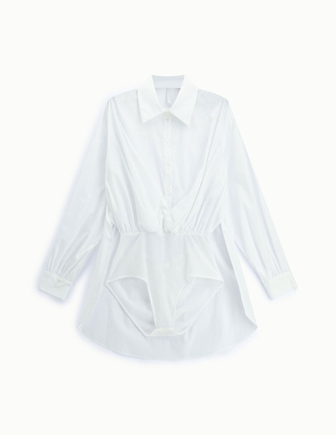 Body chemise blanc en popeline de coton – Imperial Femme, à plat