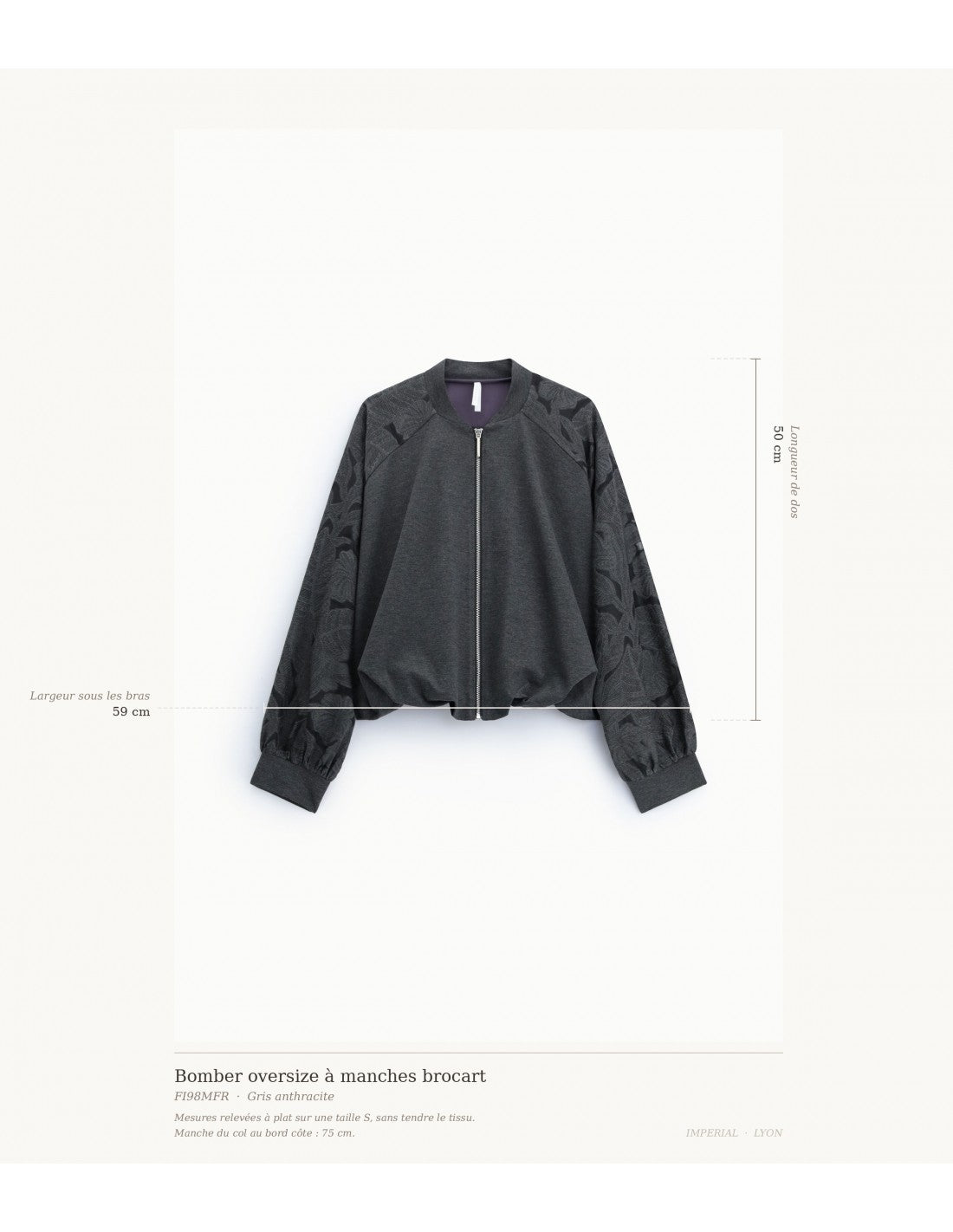 Bomber oversize en point de Milan et manches brocart – Imperial Femme