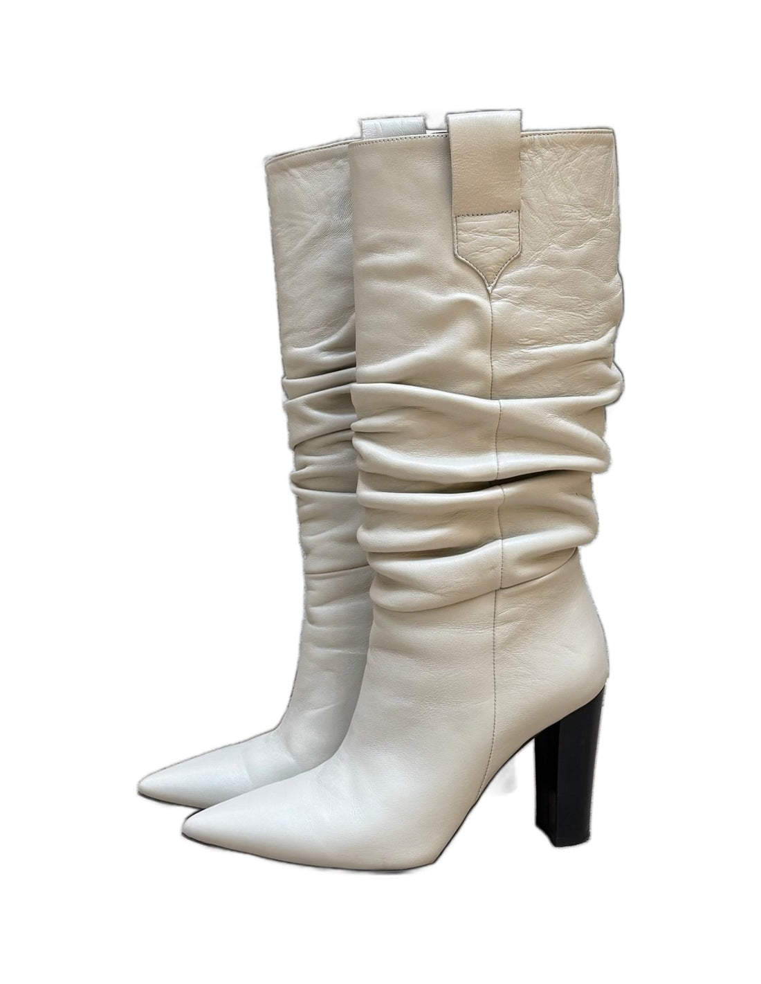 Bottes drapées en cuir nappa, paire – écru – Imperial Femme