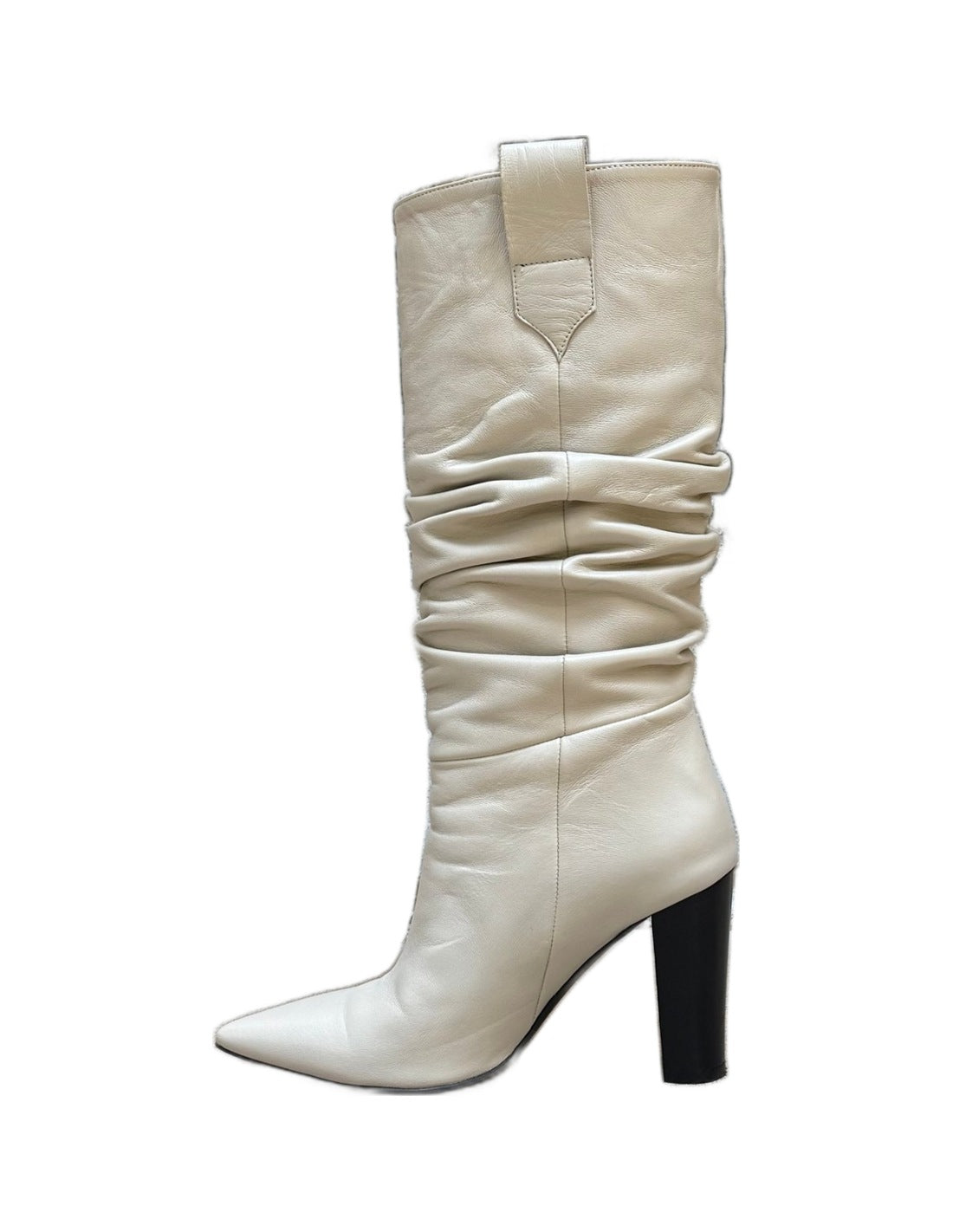 Bottes drapées en cuir nappa, profil – écru – Imperial Femme