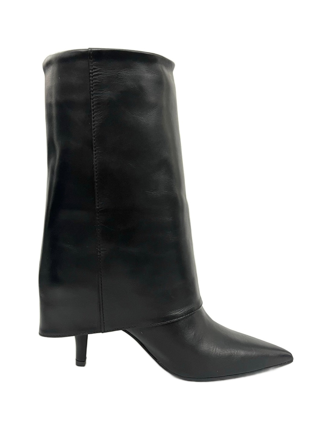 Bottes à revers en cuir à talon fin, profil – noir – Imperial