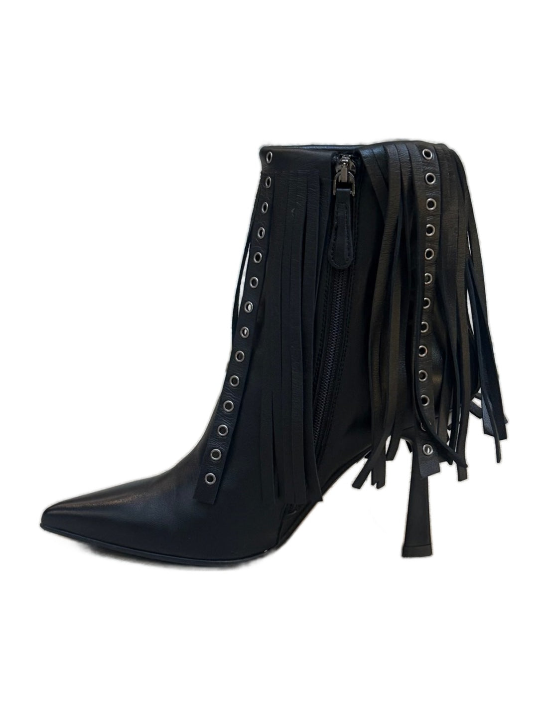 Bottine à franges en cuir Imperial de profil, zip latéral