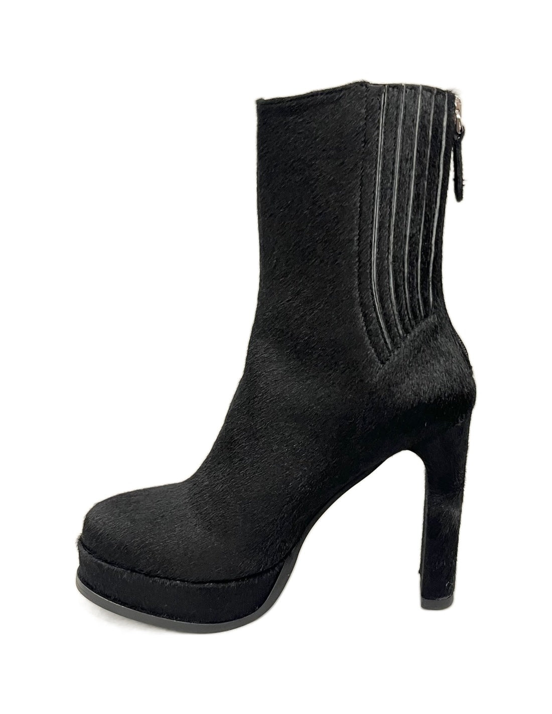 Bottines plateforme effet poulain, profil avec zip au dos – noir – Imperial