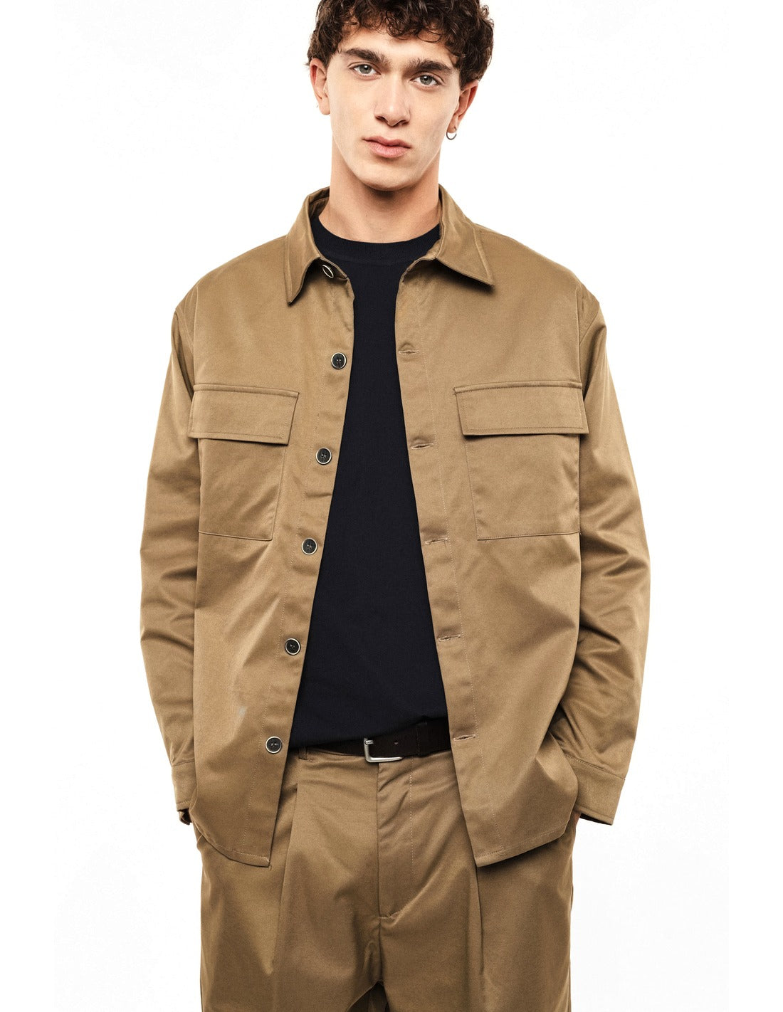 Surchemise d'ensemble à poches à rabat porté, profil – Kaki – Imperial Homme