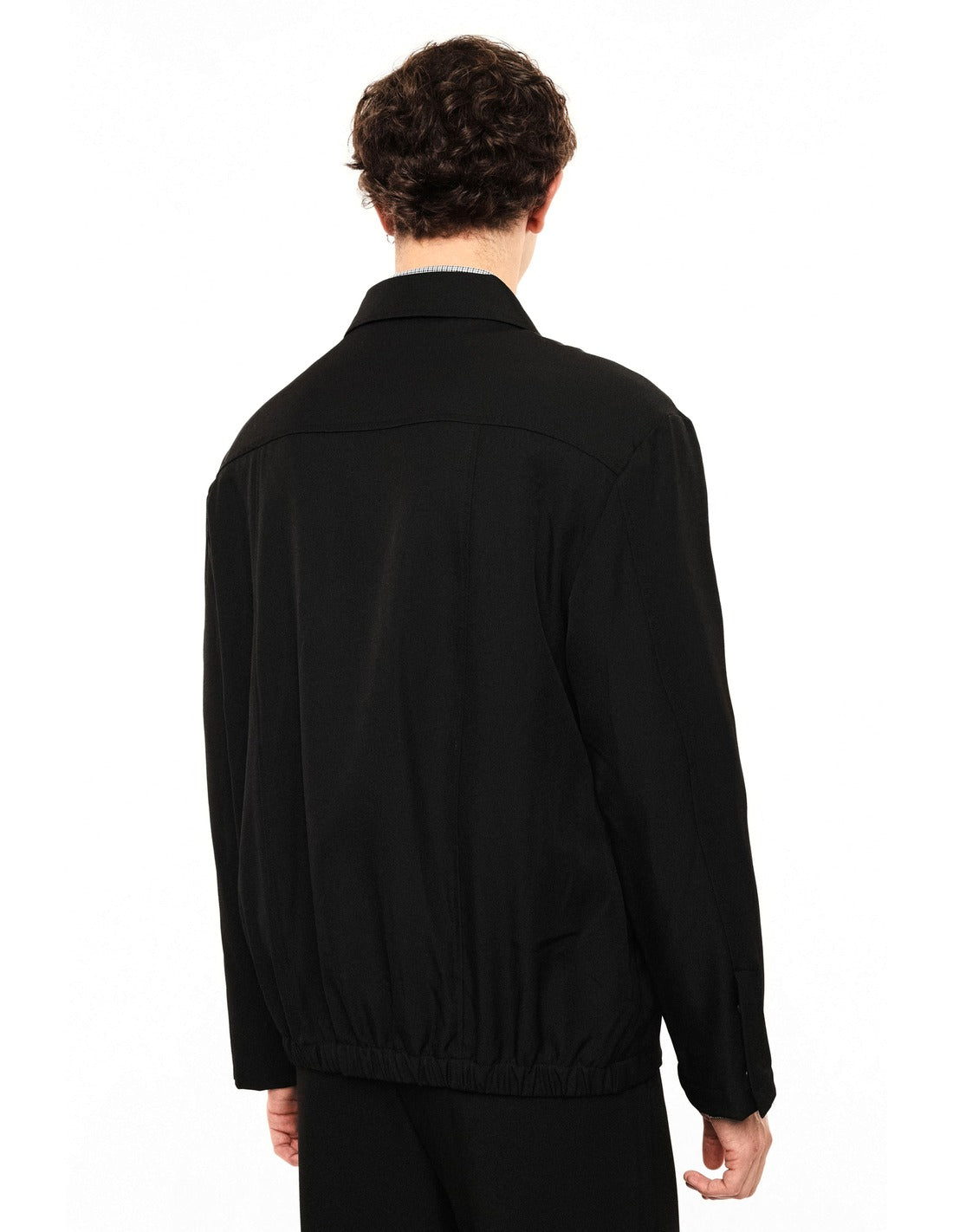 Surchemise zippée à col chemise porté, dos – Noir – Imperial Homme