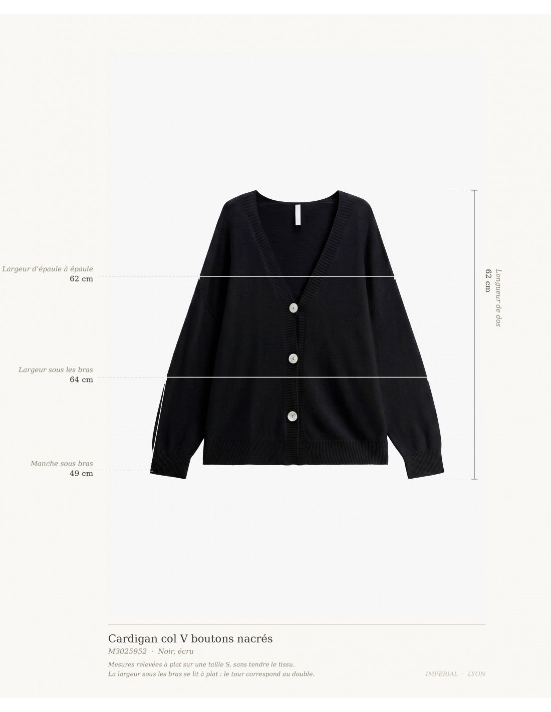 Cardigan col V boutons nacrés – Imperial Femme