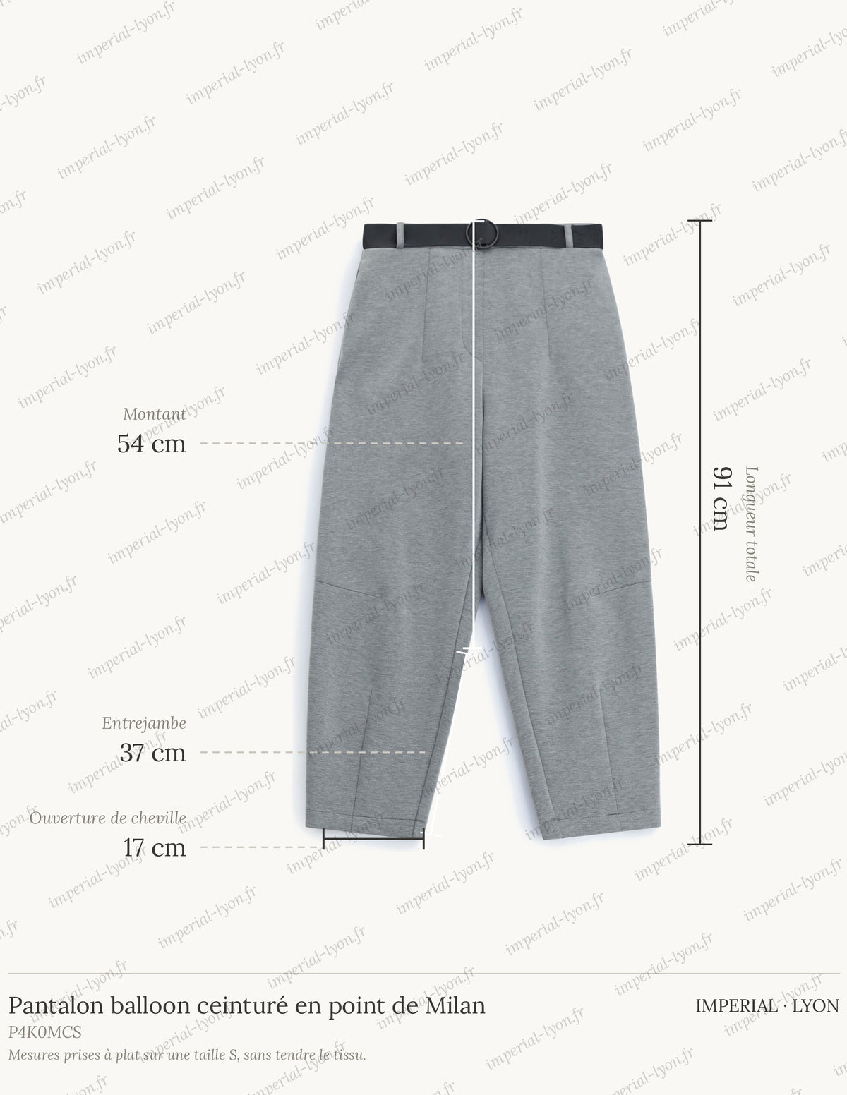 Cartographie des mesures — Pantalon balloon ceinturé en point de Milan all-groups