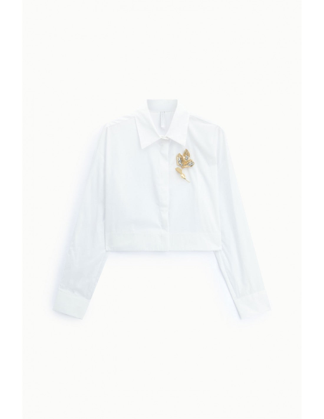 Chemise cropped en coton à broche bijou – Imperial Femme