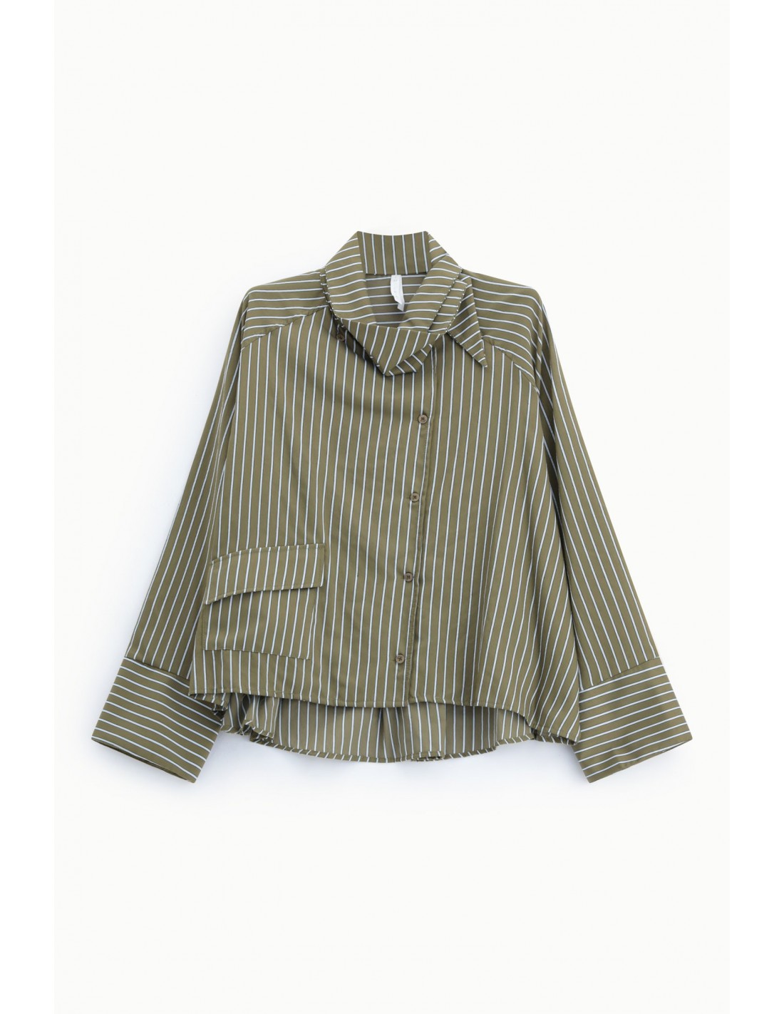 Chemise oversize col lavallière popeline rayée – Imperial Femme