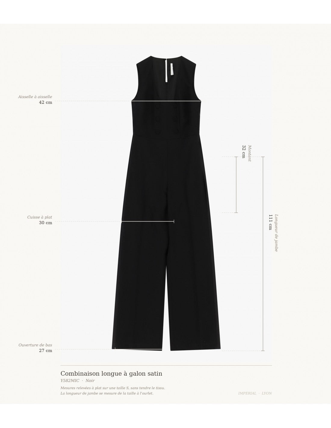 Combinaison longue à galon satin et boutonnage croisé – Imperial Femme