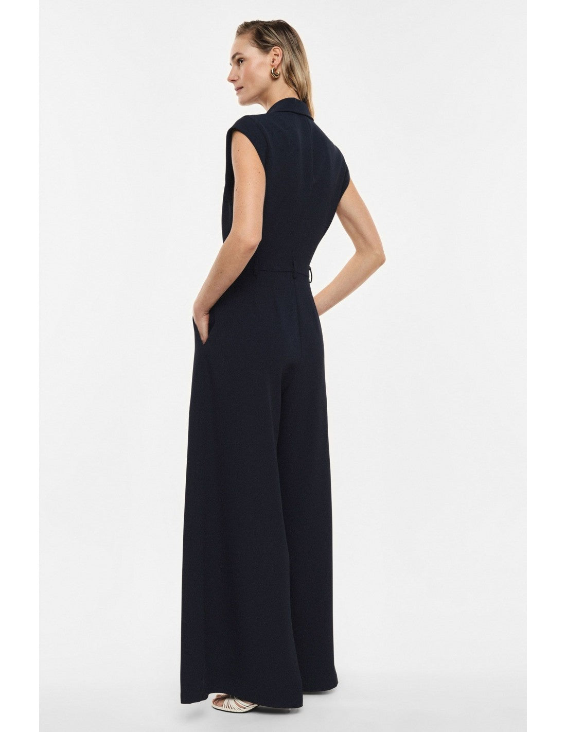 Combinaison pantalon tailleur col revers en crêpe – Imperial Femme