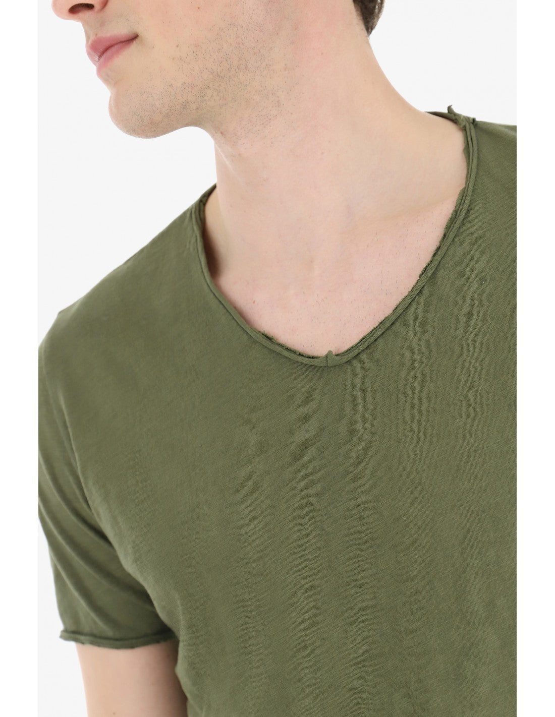 T-shirt Imperial Homme col V en coton flammé à finitions roulottées