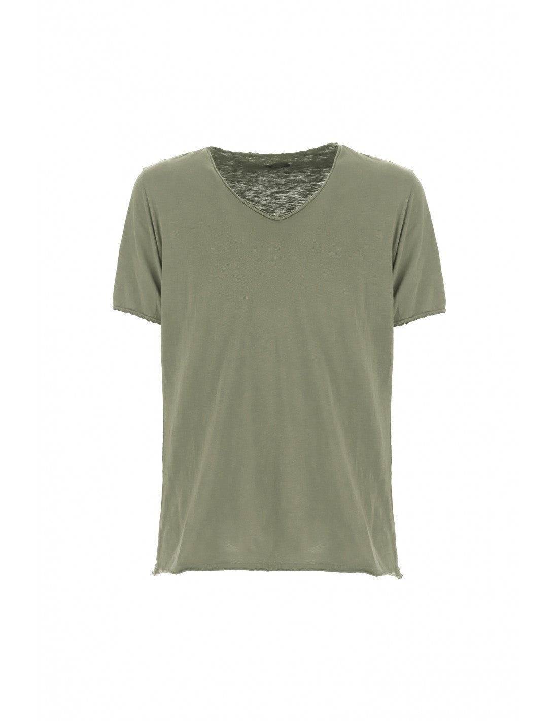 T-shirt Imperial Homme col V en coton flammé à finitions roulottées