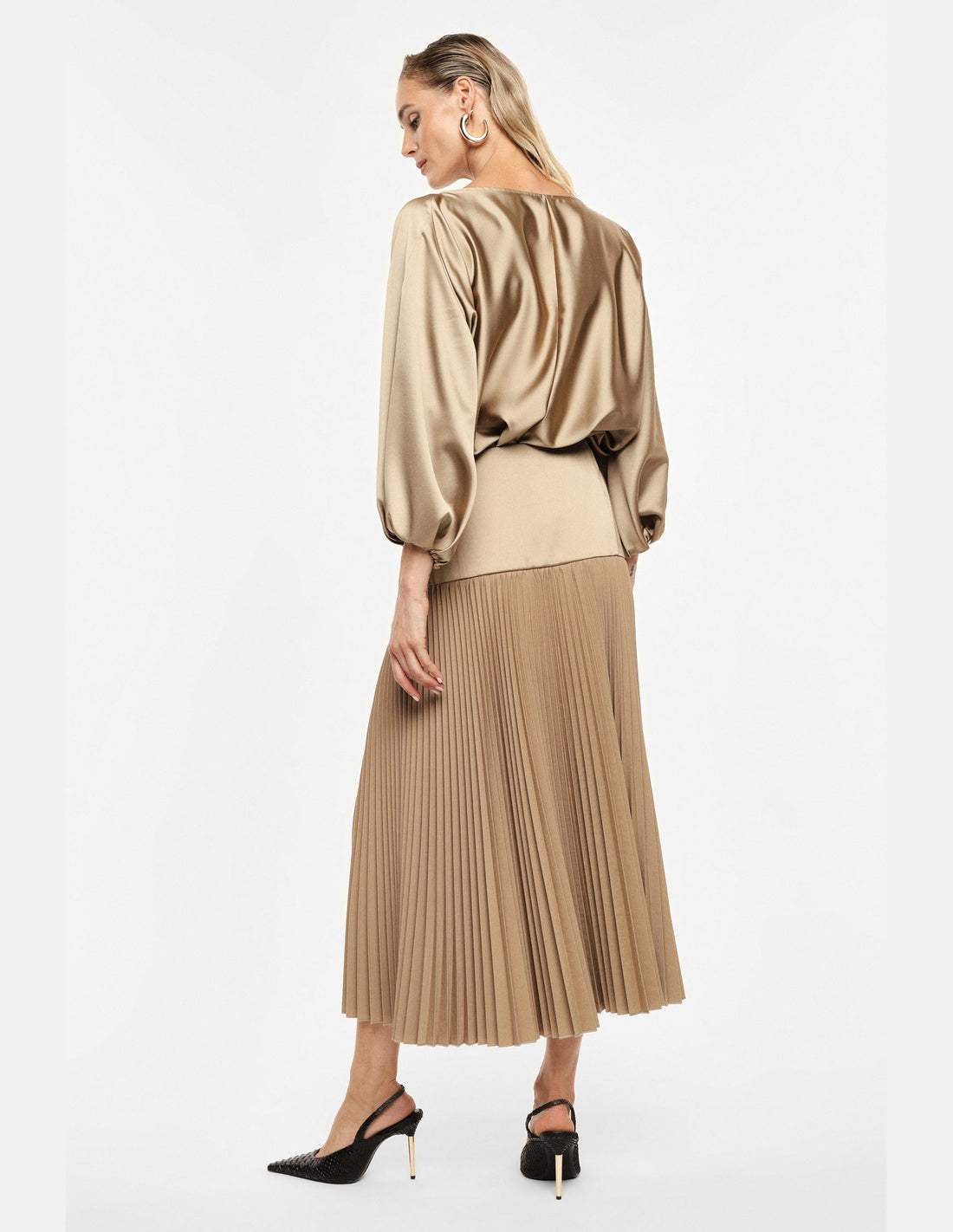 Jupe longue plissée bandeau satin en draperie – Imperial Femme, vue de dos