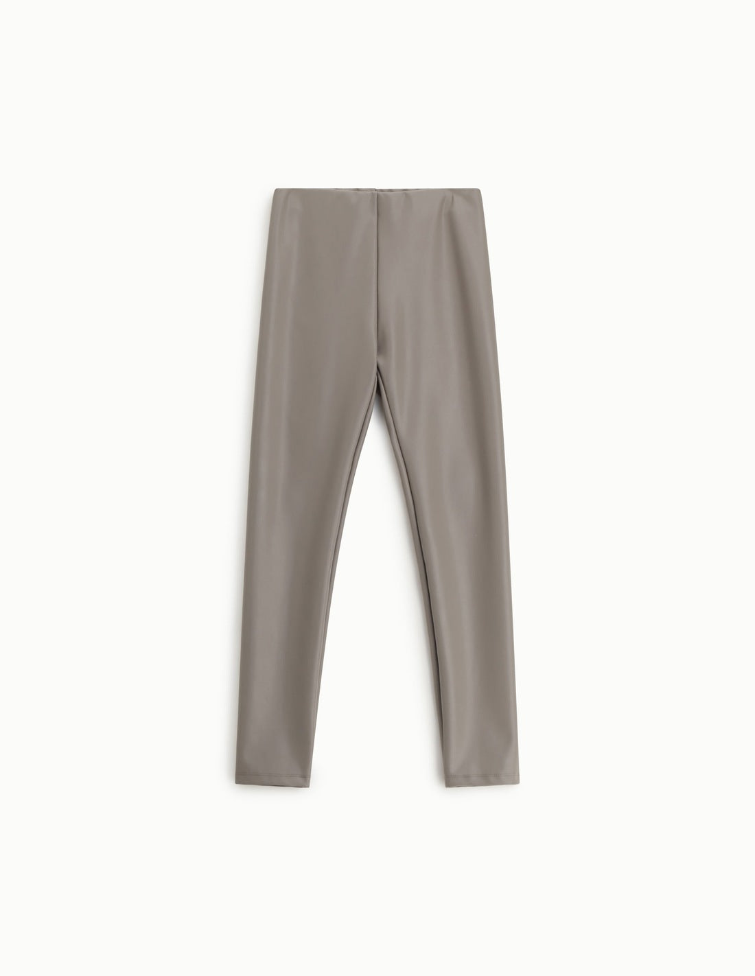 Legging effet cuir taille haute à plat – taupe – Imperial Femme