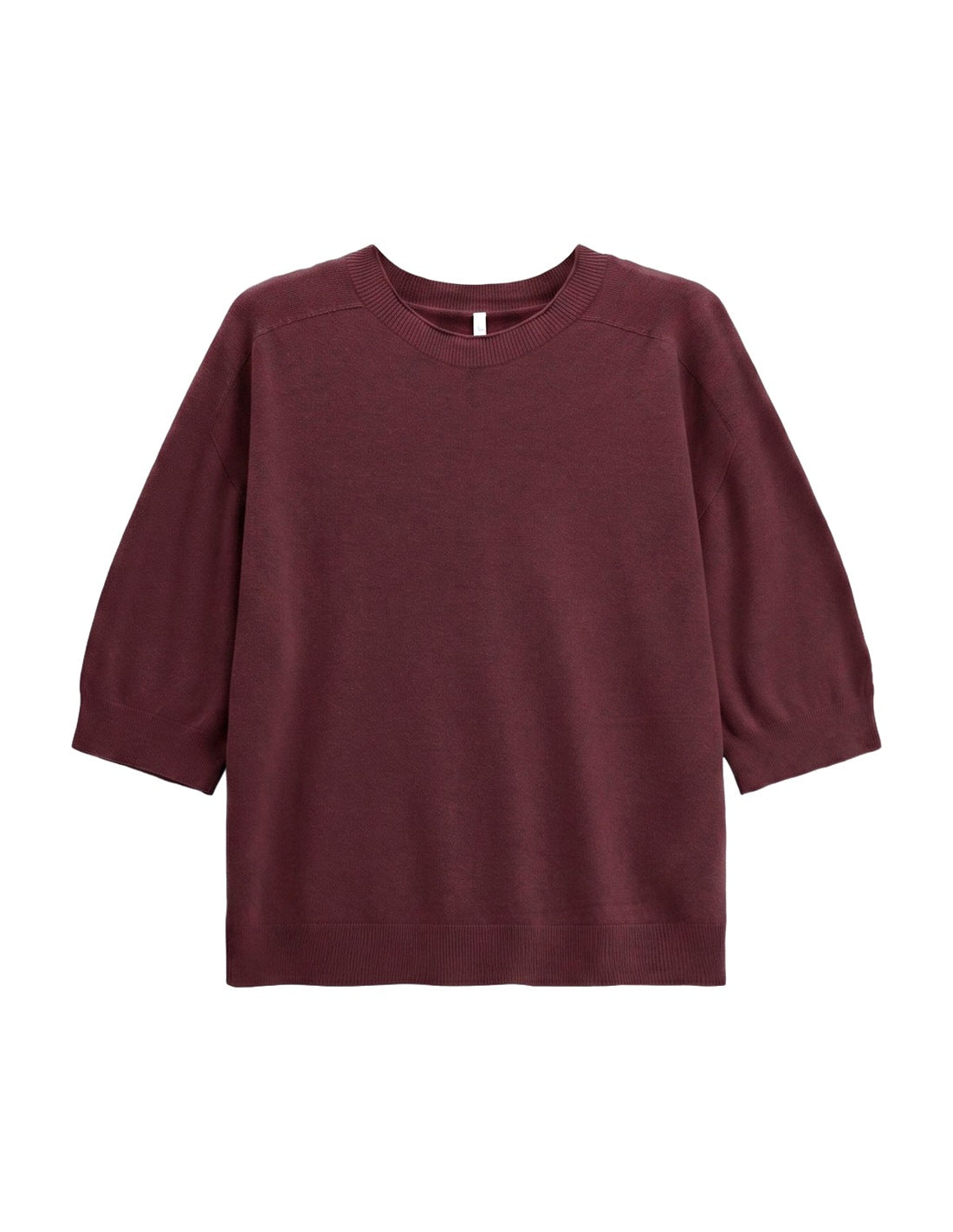 Pull col rond manches ballon trois-quarts à plat – Bordeaux – Imperial Femme