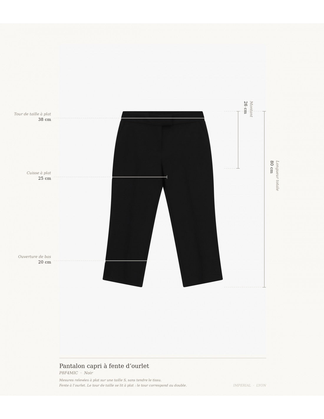 Pantalon capri à fente d'ourlet en draperie – Imperial Femme