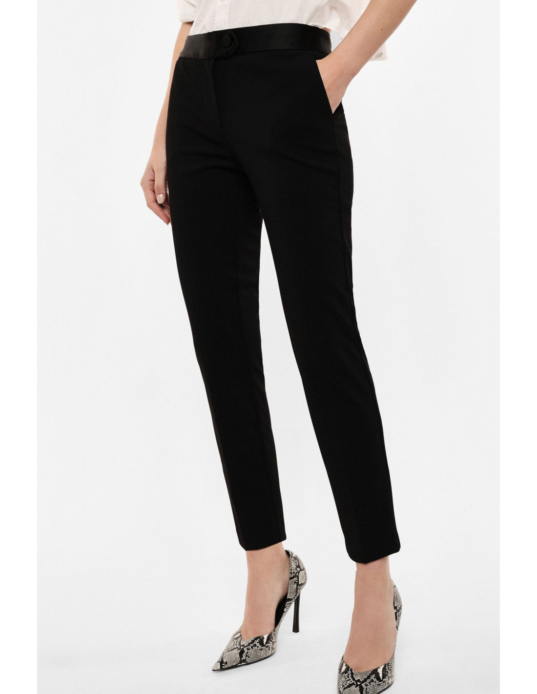 Pantalon de smoking cigarette finition satin – Imperial Femme