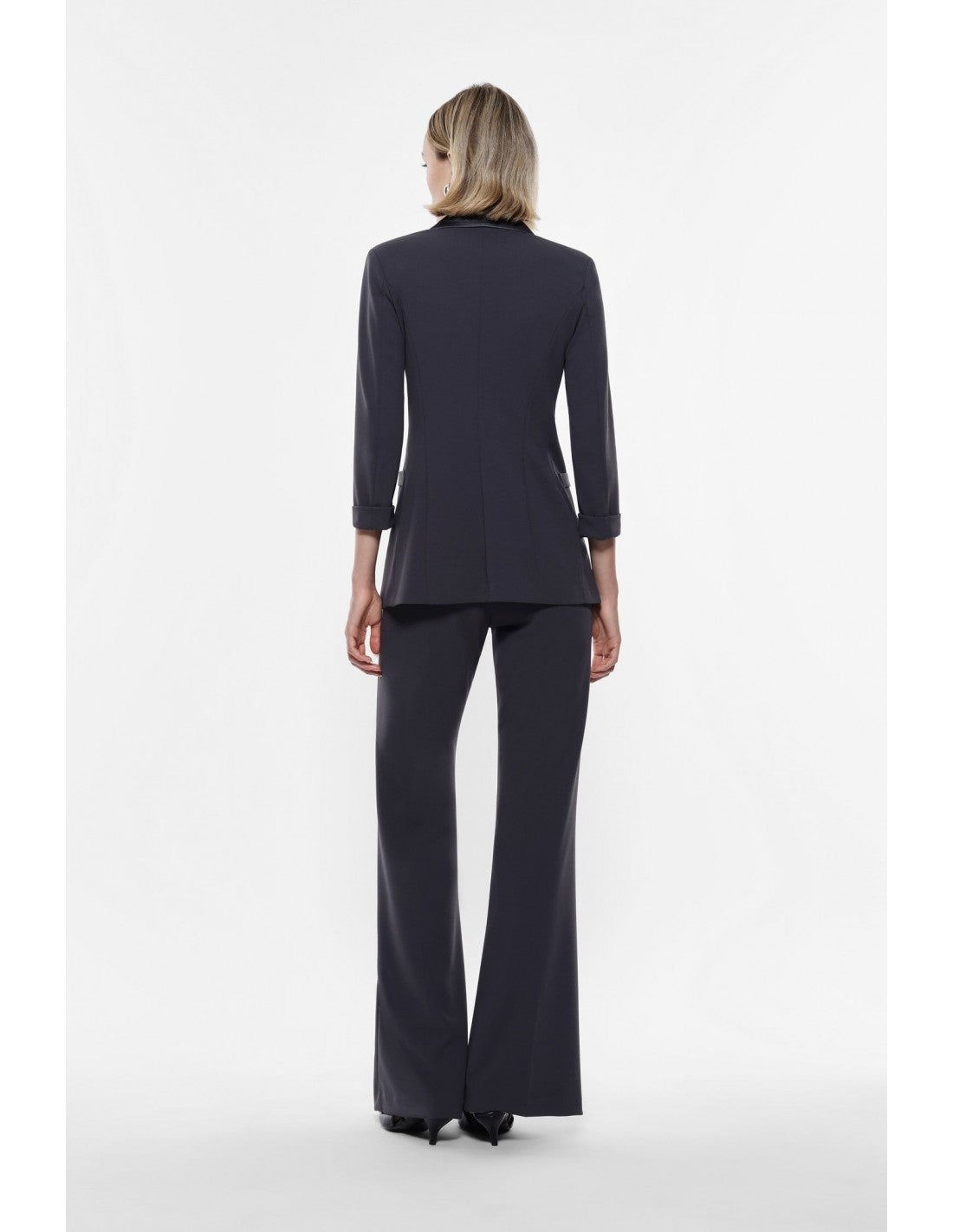 Pantalon de smoking flare finition satin – Imperial Femme