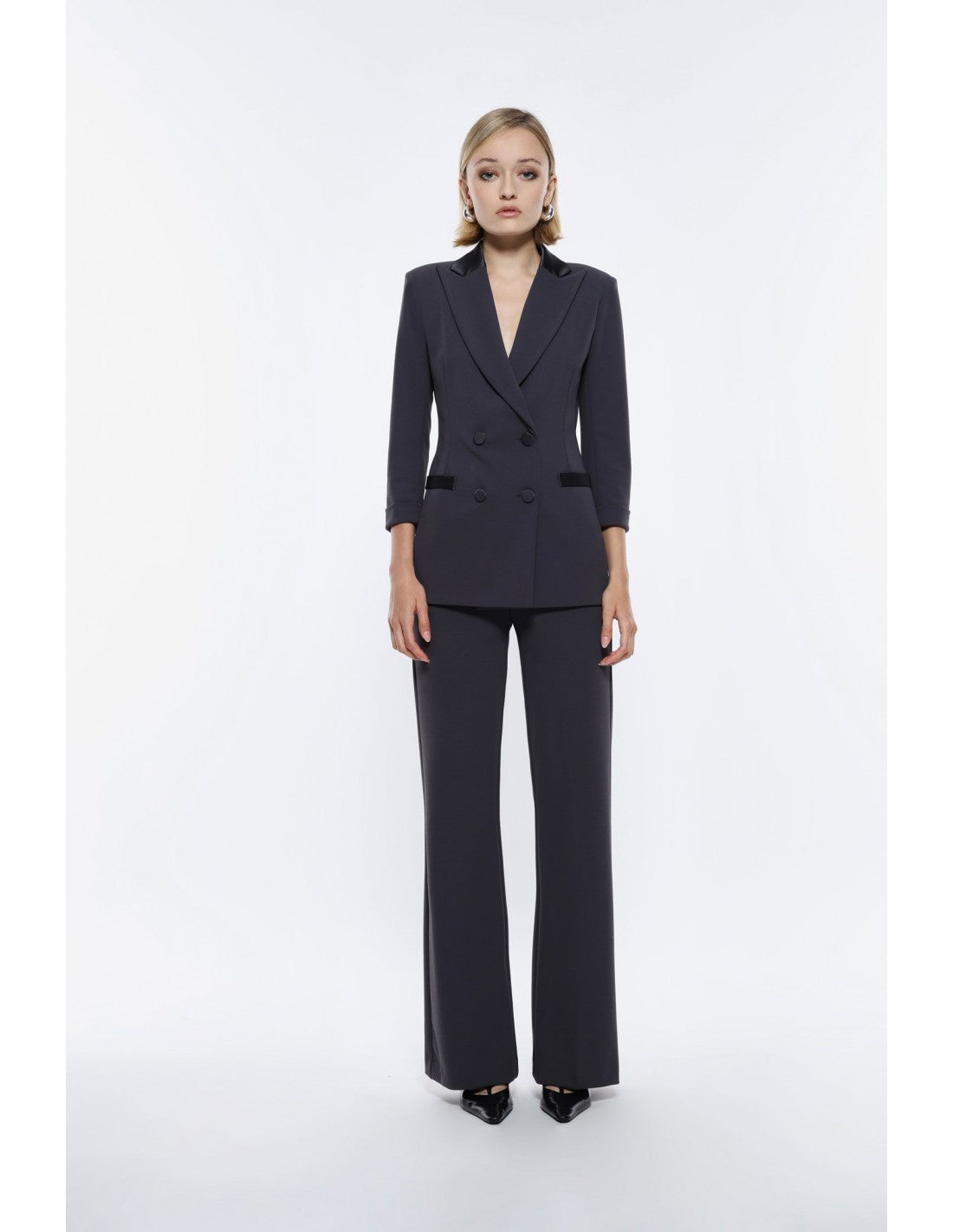 Pantalon de smoking flare finition satin – Imperial Femme